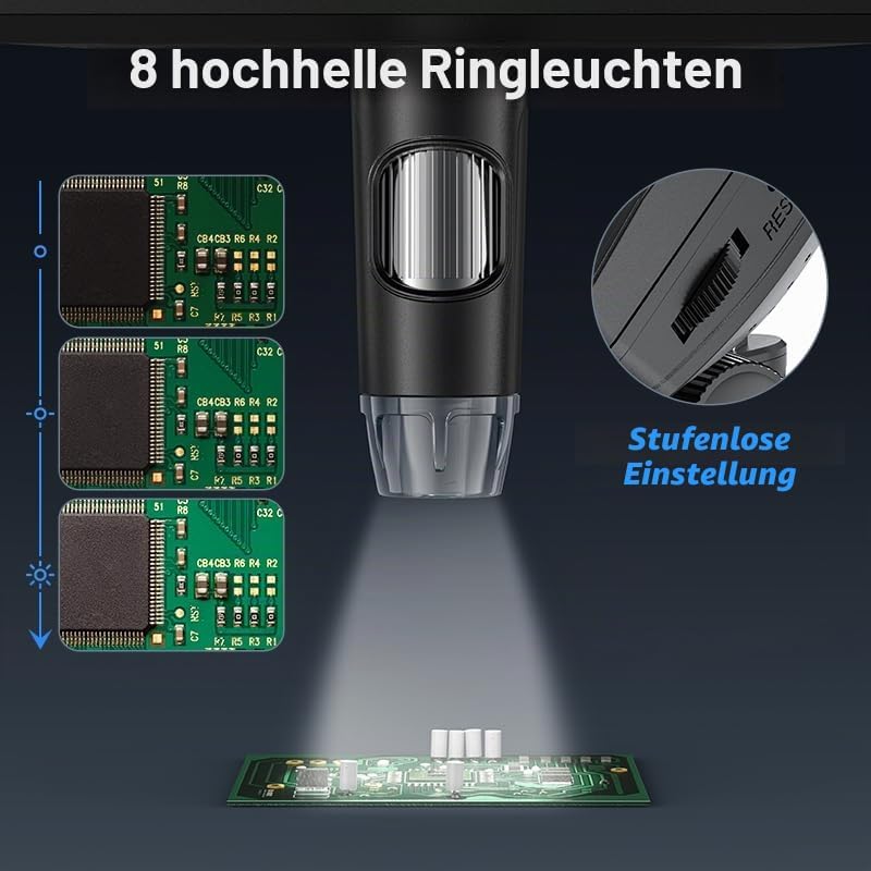 Ashfly LCD Digital Mikroskop für Münzen, 7 Zoll 1080P USB Mikroskop, 50X-500X Auflösung, Microscope