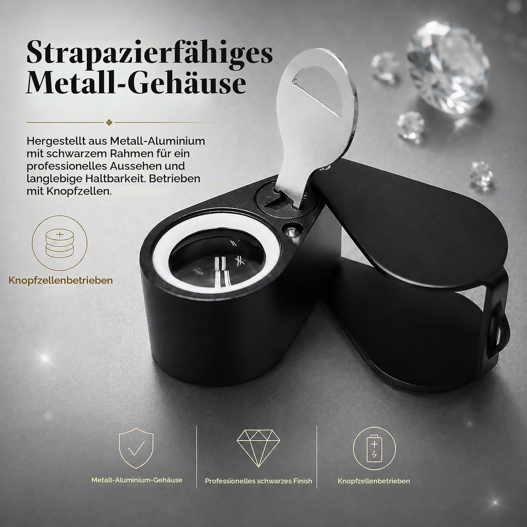 30-fache Vergrösserung Schmuckedelupe mit UV &amp; 6 LED-Juwelierstempel und Münzsammler, 30-fache Vergr