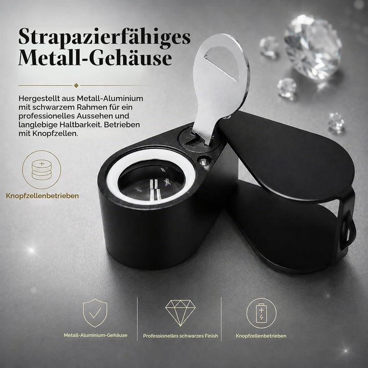 30-fache Vergrösserung Schmuckedelupe mit UV &amp; 6 LED-Juwelierstempel und Münzsammler, 30-fache Vergr