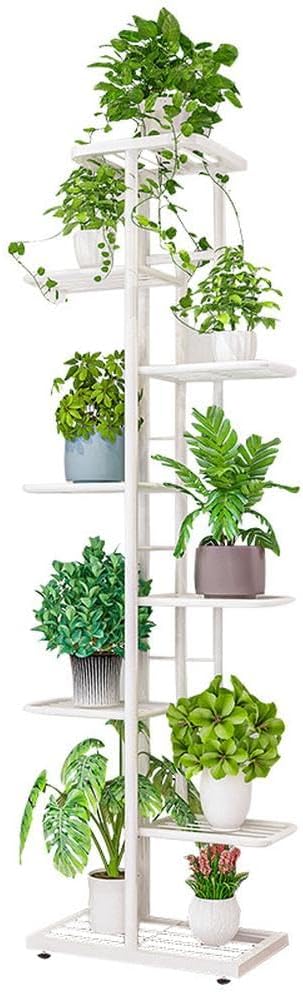 8 Etagen PflanzenstäNder 141cm BlumenstäNder Metall Weiss Pflanzenregal Indoor Outdoor Blumenregal B