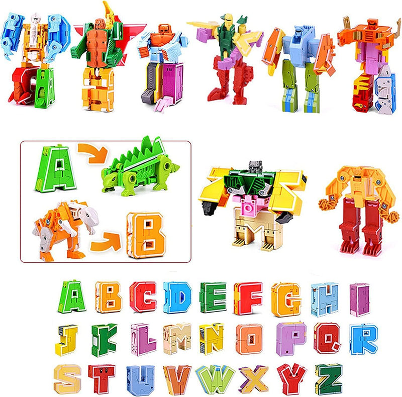 OBEST 26 Stück Alphabet Roboter, A-Z Buchstaben Transformer Spielzeug, für Kinder ABC Englische Lern