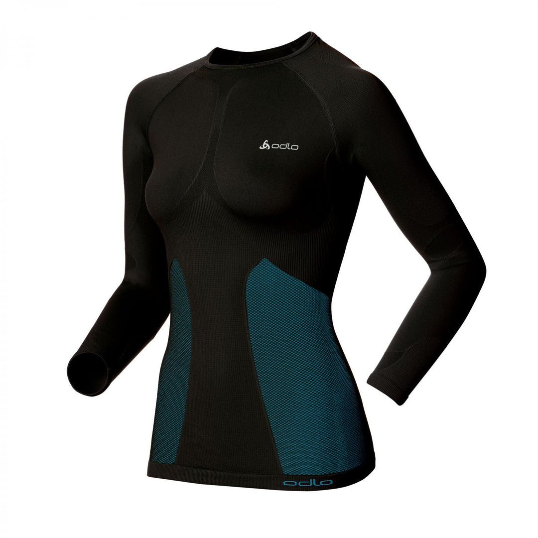 Odlo Damen Unterhemd Shirt Langarm Crew Neck Evolution Warm L Schwarz, L Schwarz