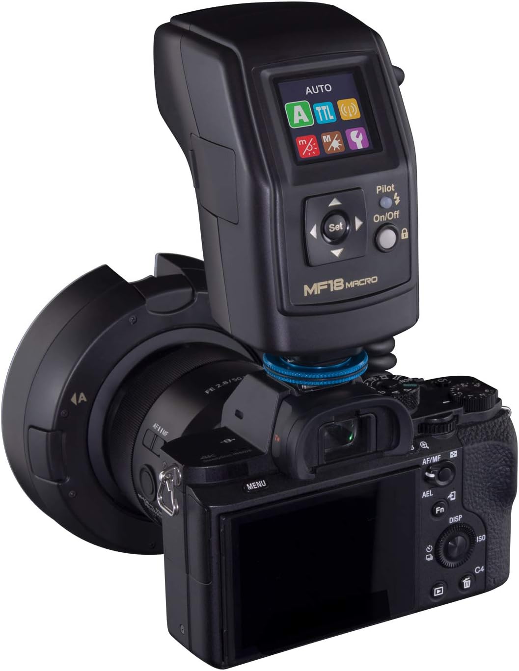Nissin MF18 Ringblitz für Sony, Schwarz