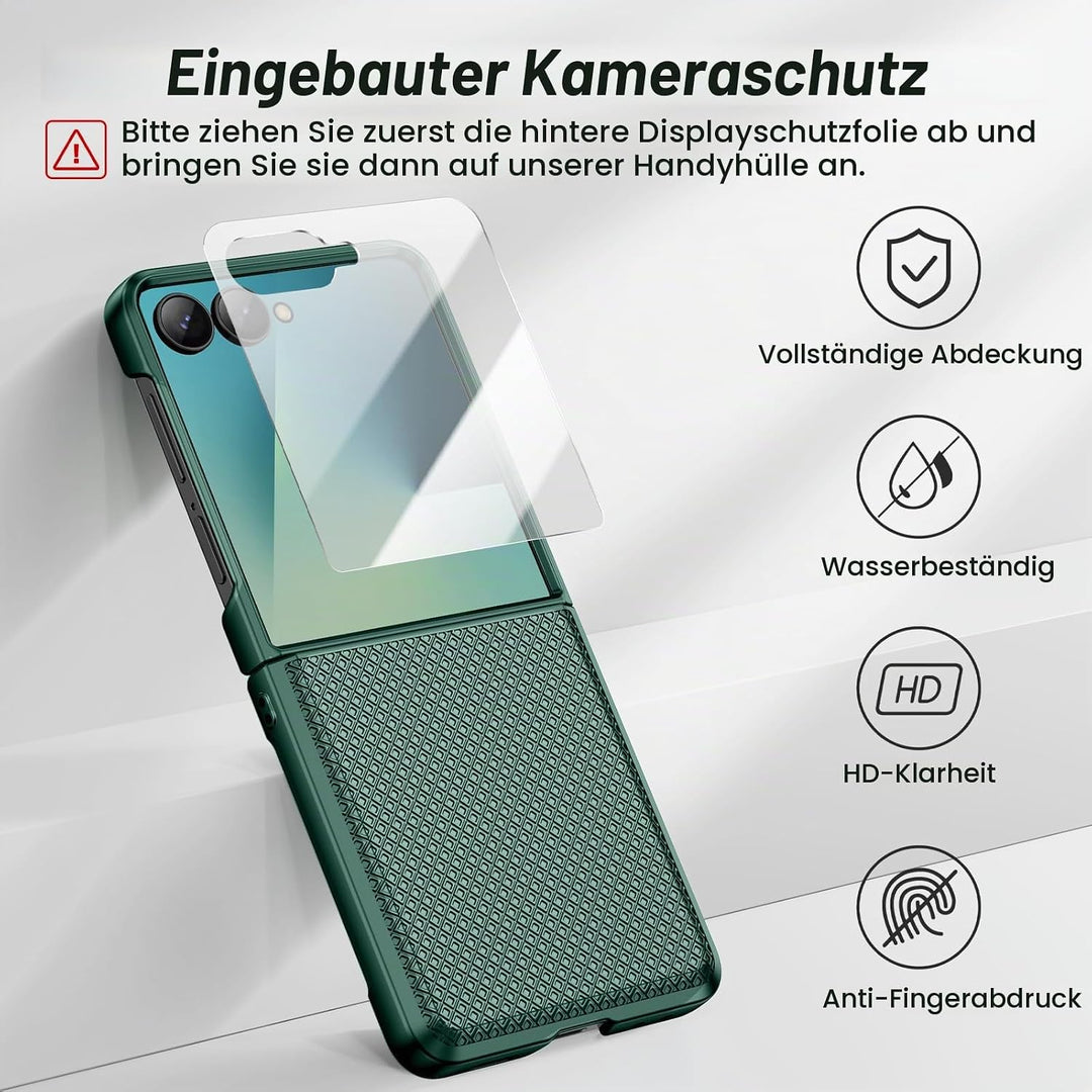 Doeshine für Samsung Galaxy Z Flip 7 Hülle [Not für Flip 7FE] mit Scharnierschutz &amp; Displayschutzfol