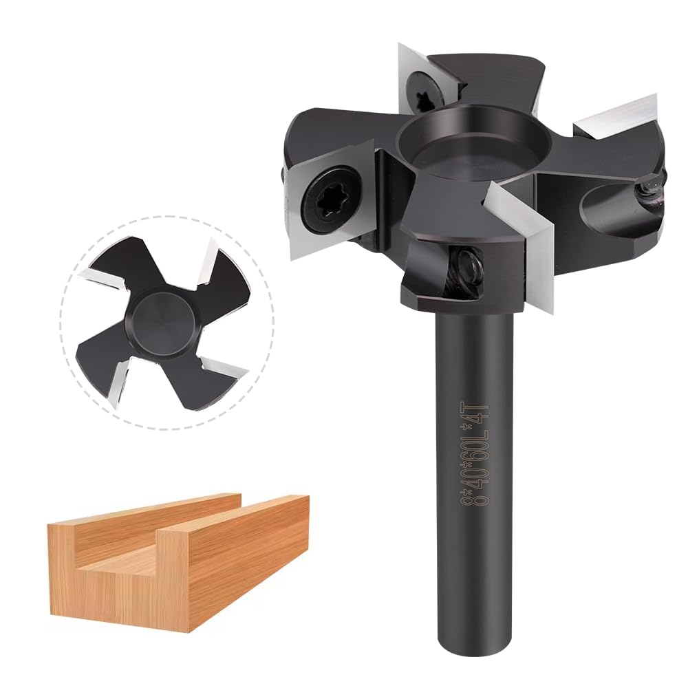 BALUGAEA Oberfräse Planfräser 8mm Schaft 40mm 4 Flöten Hobelfräser für Oberfräse CNC Flächenfräser m