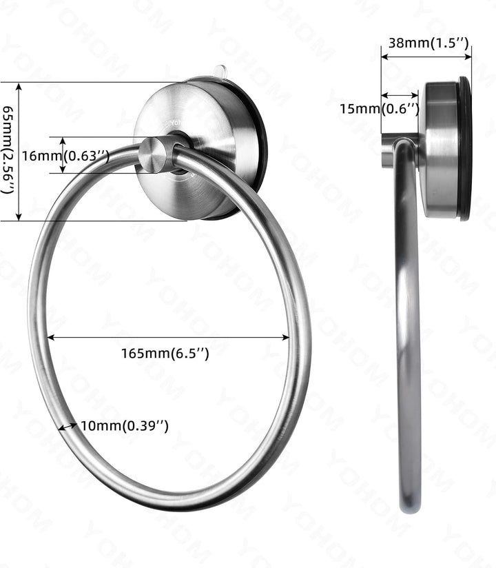 YOHOM Saugschraube Runder Handtuchring Befestigen ohne Bohren Edelstahl Rostfrei Handtuchhalter für