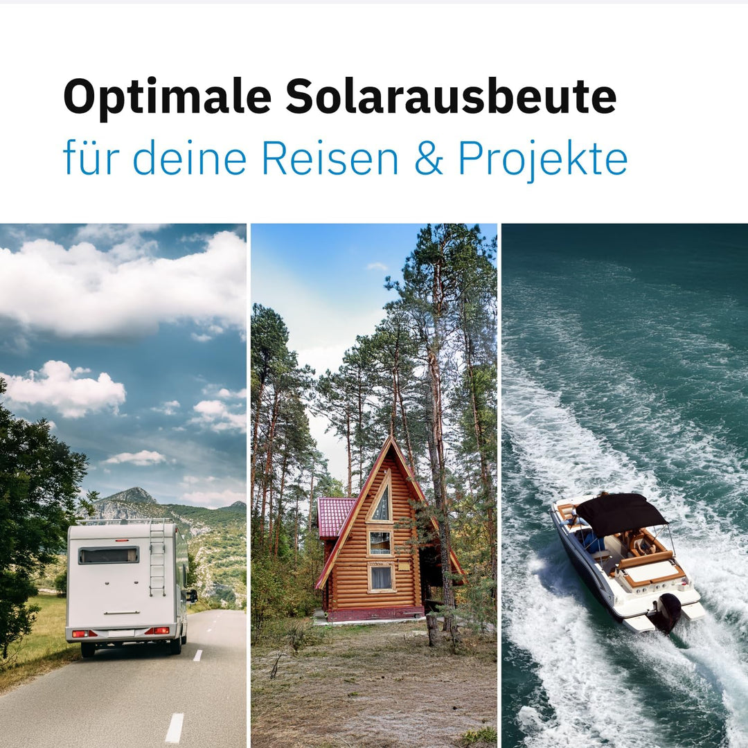 ECTIVE Solarpanel BSP 200 Black - 200W, 11,1A, 68 Zellen, für 12V 24V Batterieladeregler - Monokrist