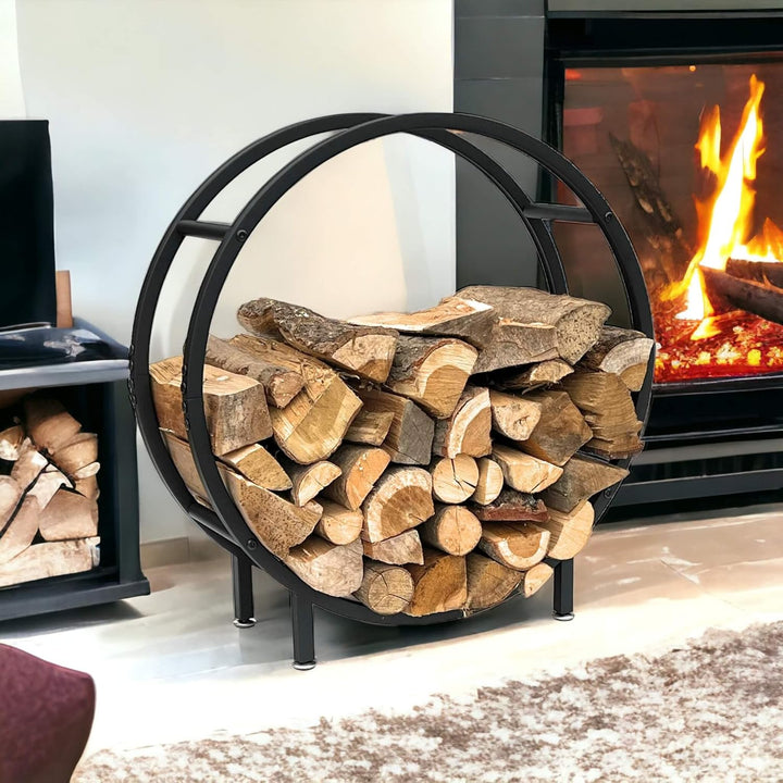 DanDiBo Kaminholzregal Innen Metall Schwarz Stehend Rund 60 cm Kaminholzständer 96468 Kaminholzhalte