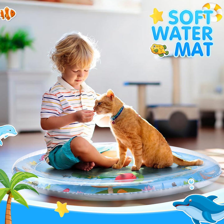 Katzen Spielmatte Wasser, Hochwertige Verdickte Sensorische Wasser Spielmatte, Aufblasbare wassersen