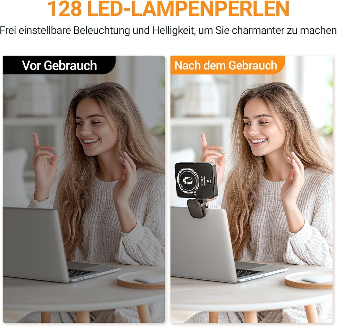 Handy Licht, 128 LED Magnetisches Selfie Licht mit 3 Lichtmodi und 10 Stufen Helligkeit, 3000-6500K