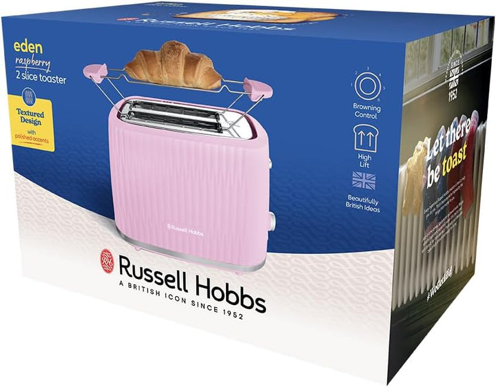 Russell Hobbs Toaster [für 2 Scheiben] Eden (6 Bräunungsstufen, Hebefunktion, Auftau-, Aufwärm- & St