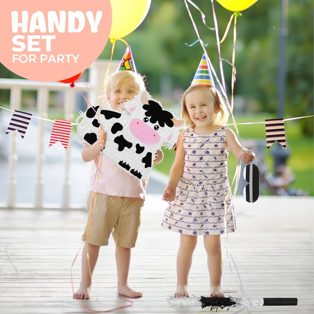 Milchkuh Pinata Set mit Augenbinde und Fledermaus (41 x 33 x 10 cm), perfekt für Mädchen, Kinder, Ge
