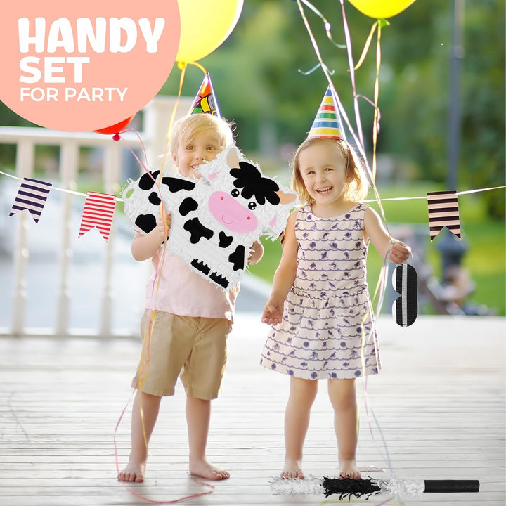 Milchkuh Pinata Set mit Augenbinde und Fledermaus (41 x 33 x 10 cm), perfekt für Mädchen, Kinder, Ge