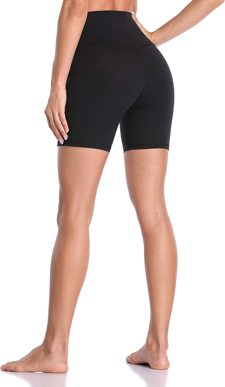 Colorfulkoala Women's High Waisted Biker Shorts mit Taschen 6" Inseam Workout & Yoga Tights S Schwar