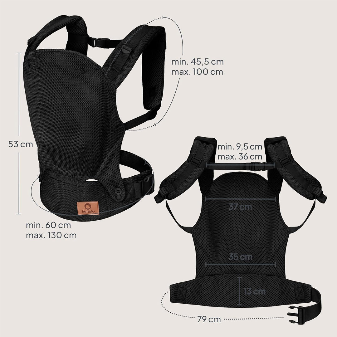 Lionelo Margareet Air Ergonomische Babytrage für Babys von 4 Monaten bis 20 kg, 3 Tragepositionen, a