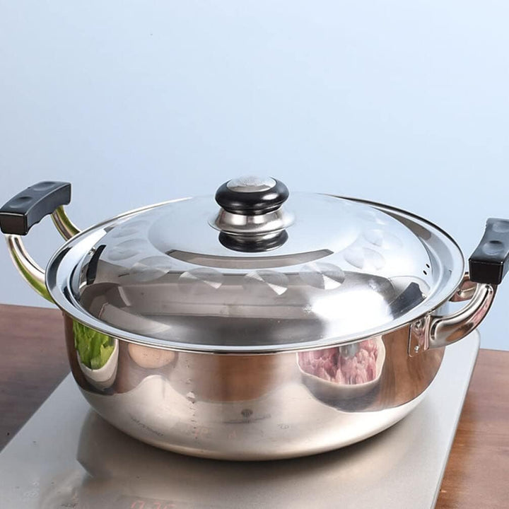 Zerodeko Dual-handle Edelstahl Hotpot Geteilter Fondue-topf Für Geschmäcker Multifunktionales Kochge