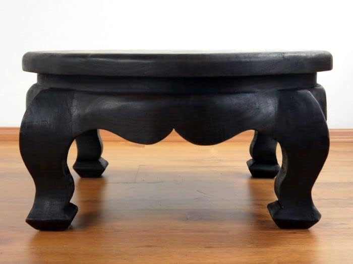 livasia Opiumtisch aus Massivholz – Ø50cm, 24cm hoch – Handgeschnitzter Beistelltisch Holz aus Thail