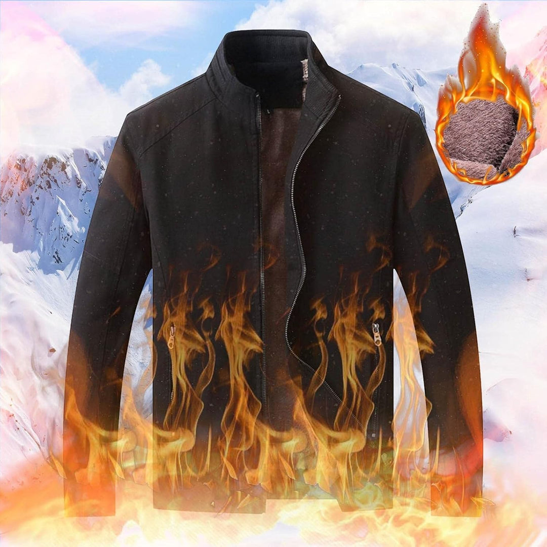 Fleece Cardigan Zip Jacke Herren Winterjacke Lässiger Stehkragen Warm Plus Samt Dicker Mantel aus re