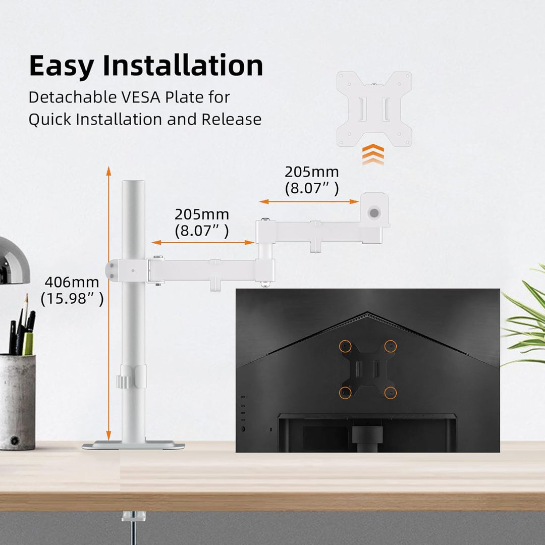 Bracwiser einzelnen Voll einstellbare Stehhöhe Monitorarm Standhalterung 800 mm hoch für Monitor Com