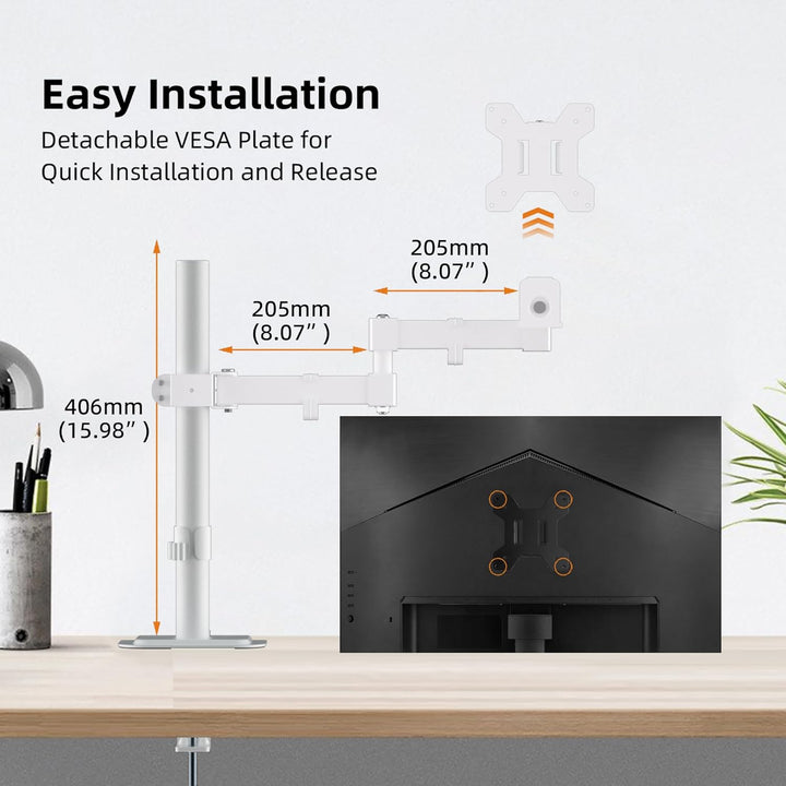 Bracwiser einzelnen Voll einstellbare Stehhöhe Monitorarm Standhalterung 800 mm hoch für Monitor Com
