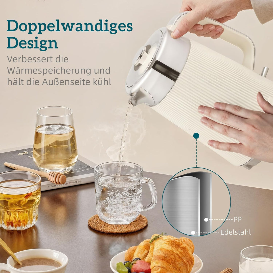 HOMCOM Wasserkocher Toaster Set 1,7L 2200W Schnell Wasserkocher mit Edelstahl-Innenraum, Kalkfilter,