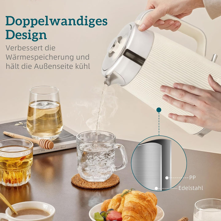 HOMCOM Wasserkocher Toaster Set 1,7L 2200W Schnell Wasserkocher mit Edelstahl-Innenraum, Kalkfilter,