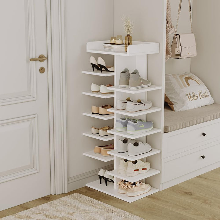 Vicco Schuhschrank Stepy, Weiss, 45 x 114 cm mit 10 Fächern