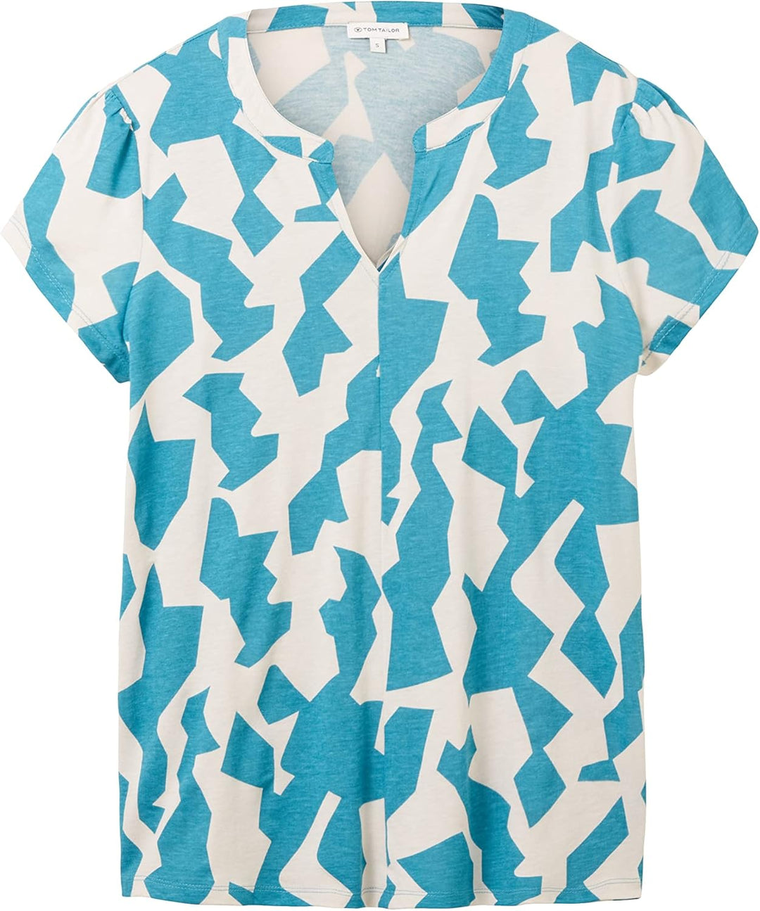 TOM TAILOR Damen Blusen T-Shirt mit Muster S 32146 - Petrol Big Abstract Design, S 32146 - Petrol Bi