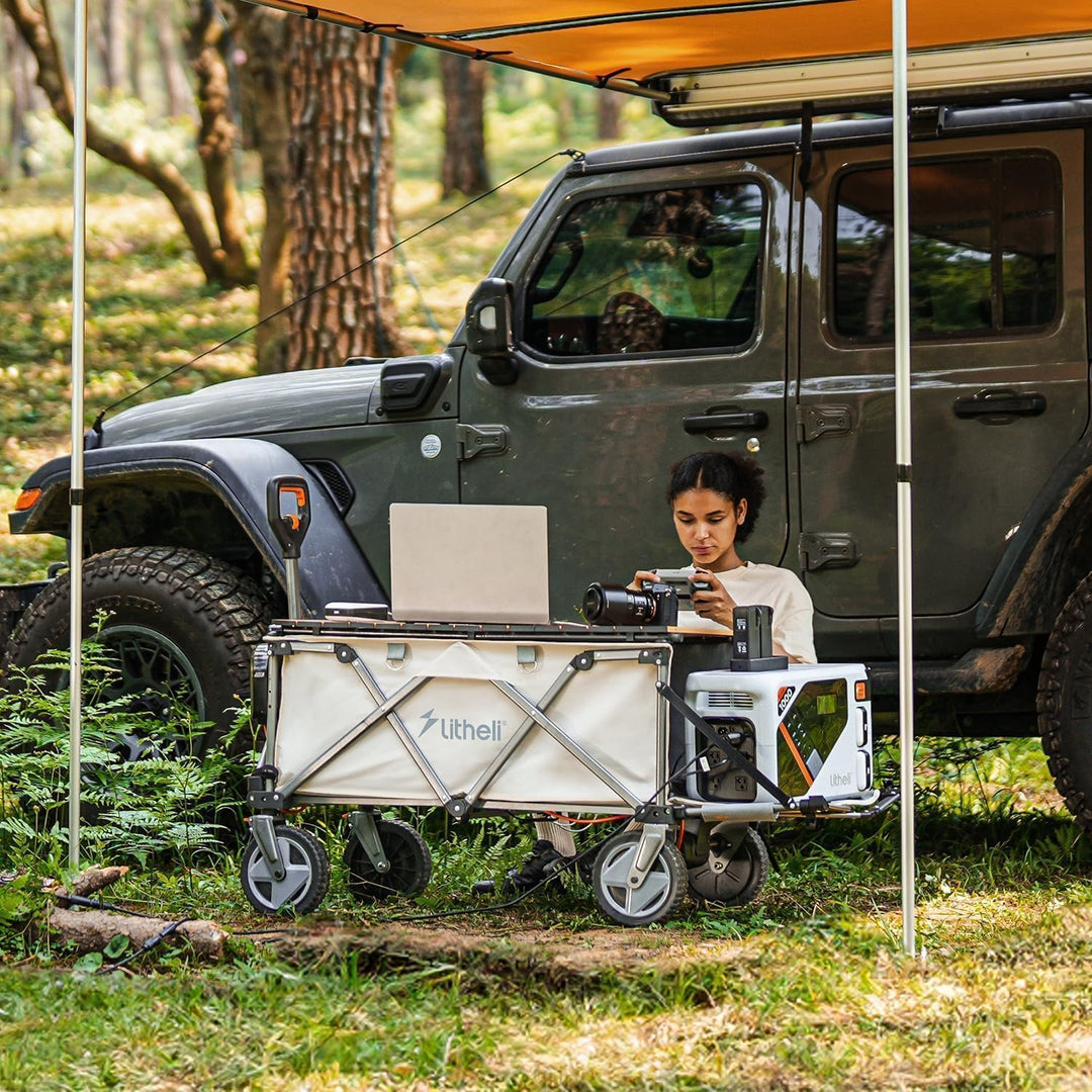 LiTHELi Faltbarer Camping Trolley Egg Roll Tischplatte, Wagon Tischplatte Leichter Faltbarer Camping