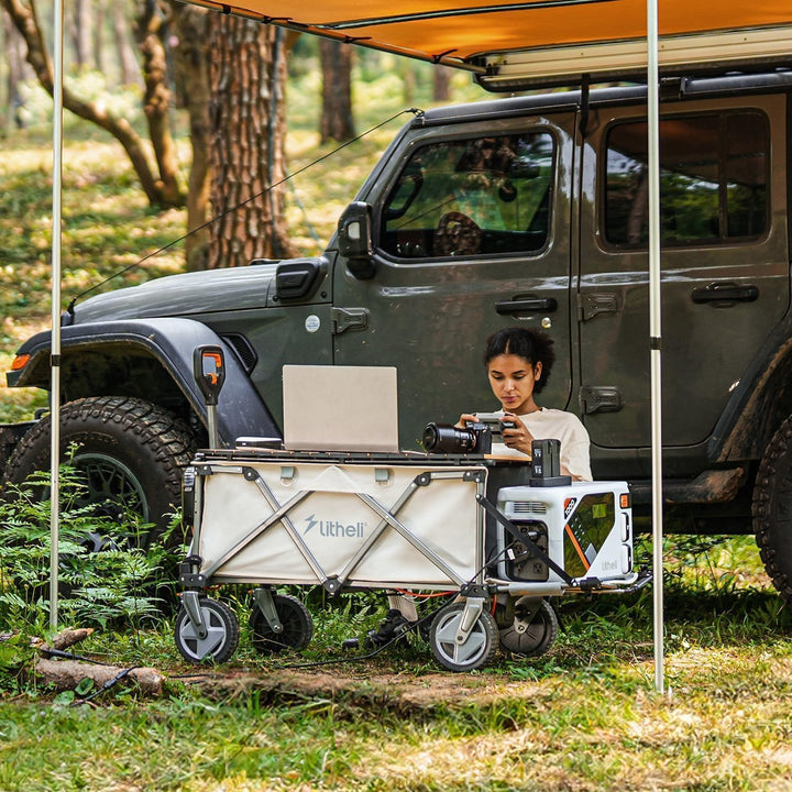 LiTHELi Faltbarer Camping Trolley Egg Roll Tischplatte, Wagon Tischplatte Leichter Faltbarer Camping