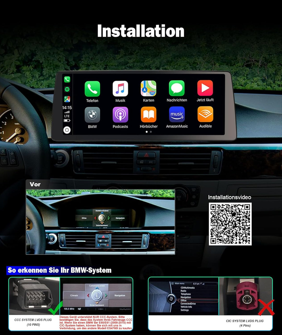 Erisin 12,3" Qualcomm 8-Kern 8GB+128GB Android 16 Autoradio GPS Navi für BMW 5er E60 E61(2005-2008)