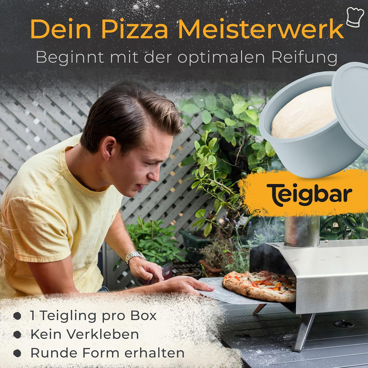 Teigbar Pizzaballenbox mit Deckel, 2er Set - innovative Teigbox aus löse-leichtem Silikon - Pizzatei
