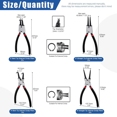 Glarks 9 Stück 22.9 cm Sprengringzange und Haken und Plektrum-Set, 4 Stück interne, Schläuche, Dicht