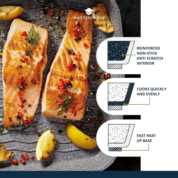 KitchenCraft MasterClass Guss Aluminium Antihaftbeschichtung 3-in-1 Mehrzweck Grillpfanne, All-in-On