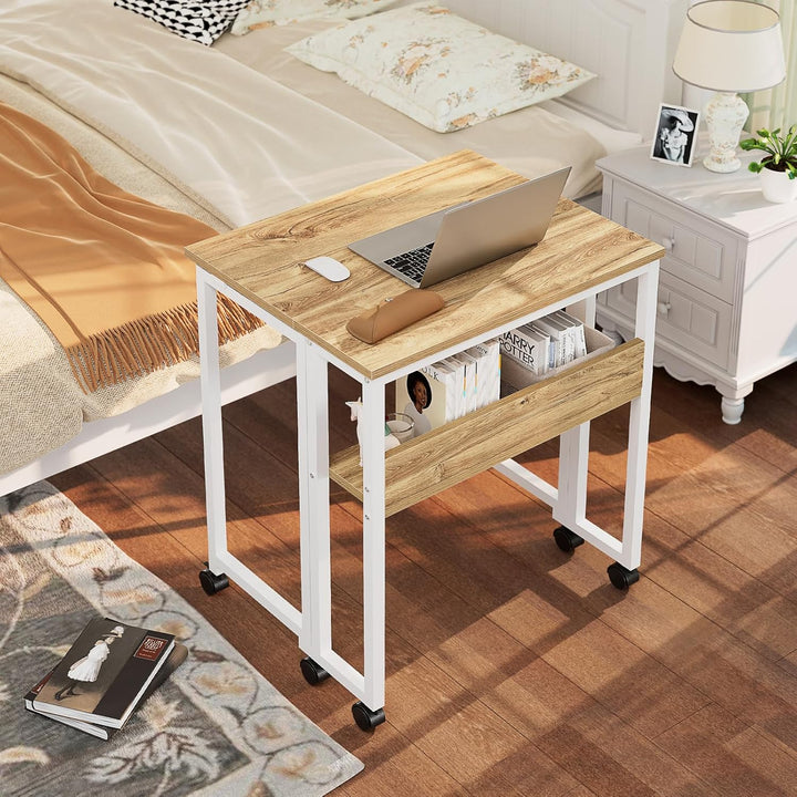 GreenForest Kleiner Schreibtisch Klappbar, 63 cm Klappschreibtisch mit Rollen, Einfache Montage Klap