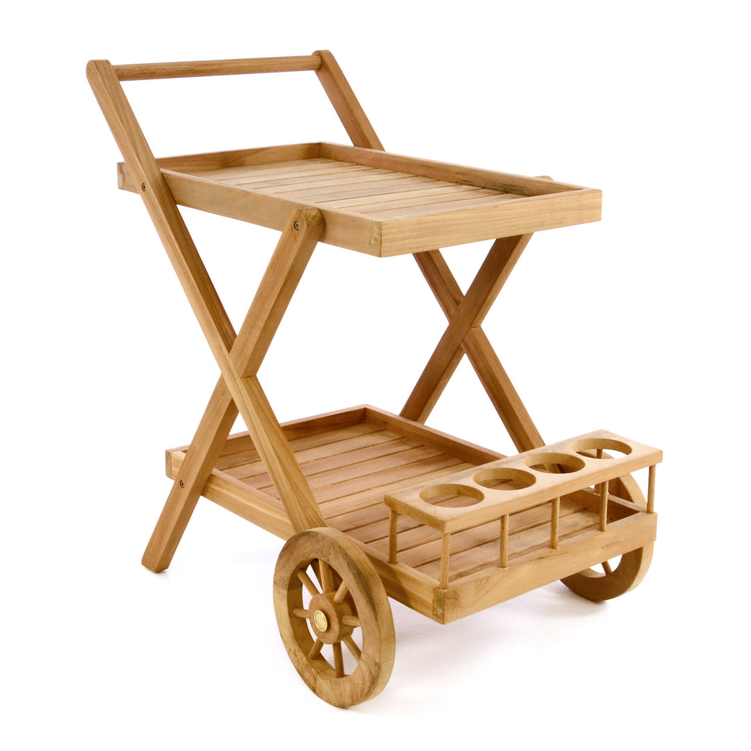 Divero Servierwagen Rivera mit Rädern aus Teakholz, behandelt - Farbe: Braun