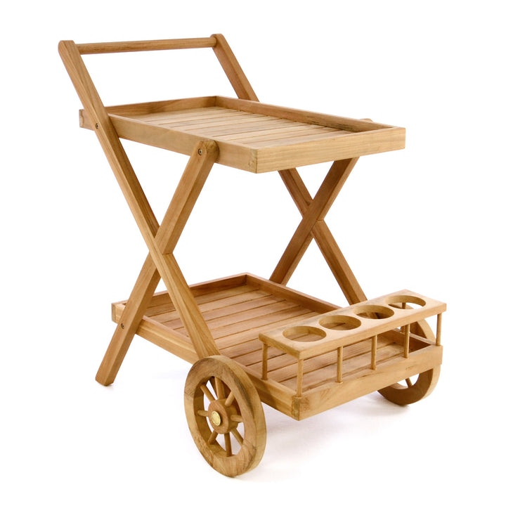 Divero Servierwagen Rivera mit Rädern aus Teakholz, behandelt - Farbe: Braun
