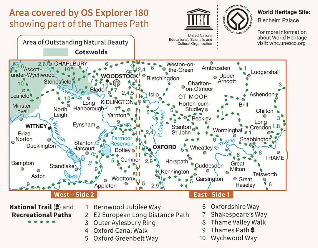 Oxford, Witney and Woodstock (OS Explorer Map, Band 180), Karte