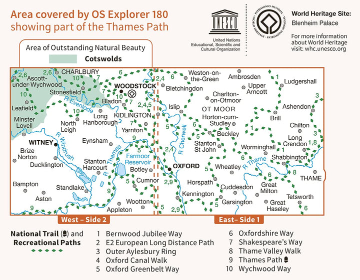 Oxford, Witney and Woodstock (OS Explorer Map, Band 180), Karte