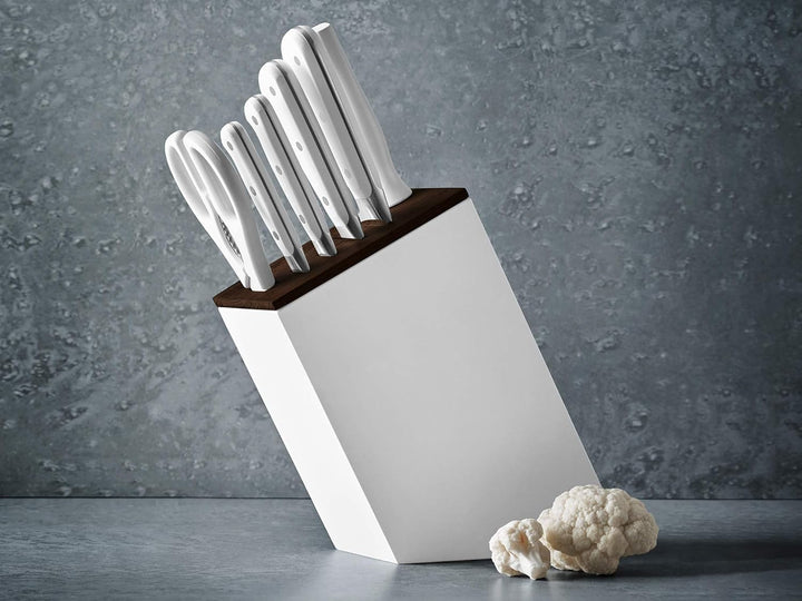 WÜSTHOF Classic White Messerblock mit 6 Artikeln 6-teilig, inkl. Brotmesser, 6-teilig, inkl. Brotmes
