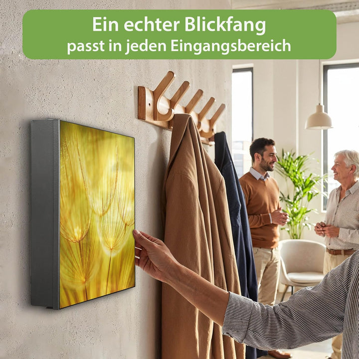 banjado Grosser Schlüsselkasten Metall - Schlüsselbox 30x30cm mit 32 Haken - Schlüsselkasten modern