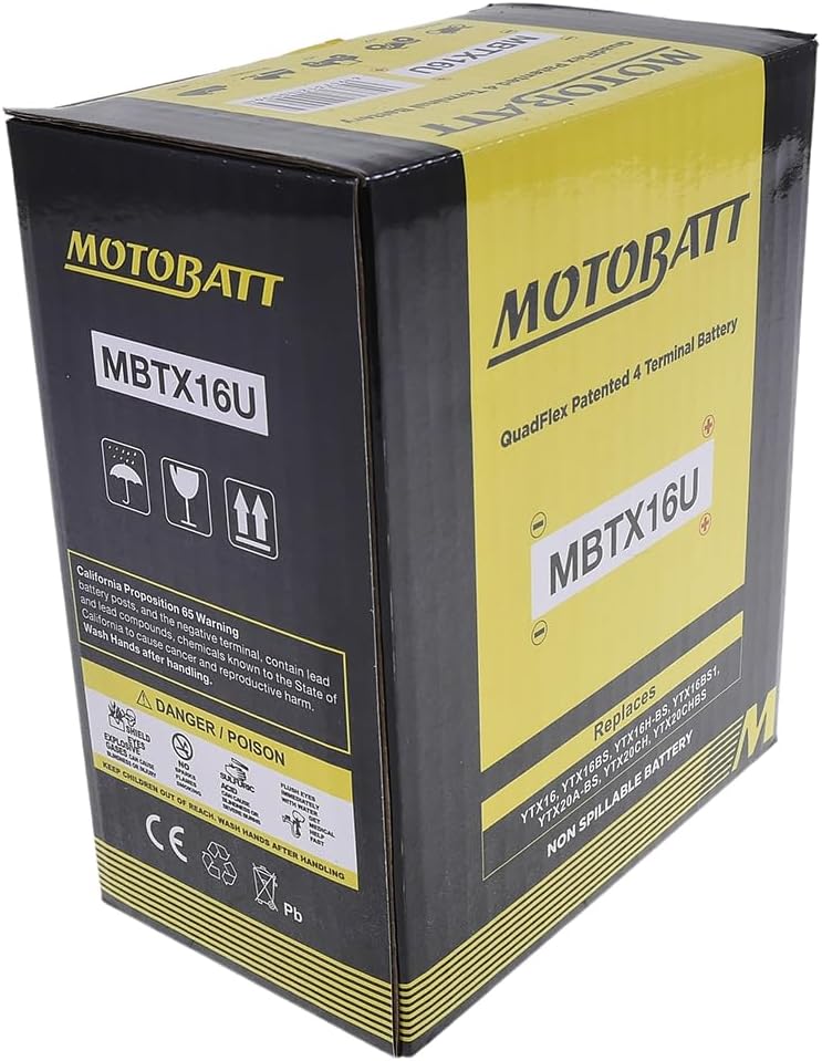 MOTOBATT Batterie MBTX16U, 4â Pin 12Â V 19â AH 151 x 87 x 161â mm