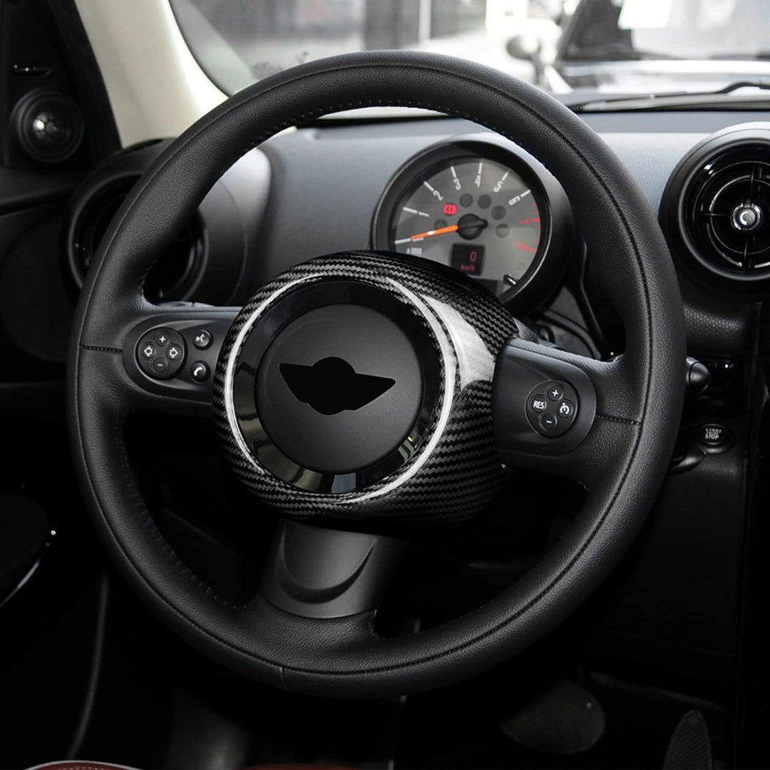 KUNGKIC Auto-Lenkrad-Airbag Abdeckung Aufkleber Kohlefaser für Mini Cooper Clubman R55 R56 R57 R58 R