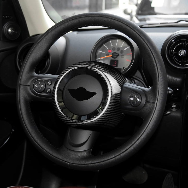 KUNGKIC Auto-Lenkrad-Airbag Abdeckung Aufkleber Kohlefaser für Mini Cooper Clubman R55 R56 R57 R58 R