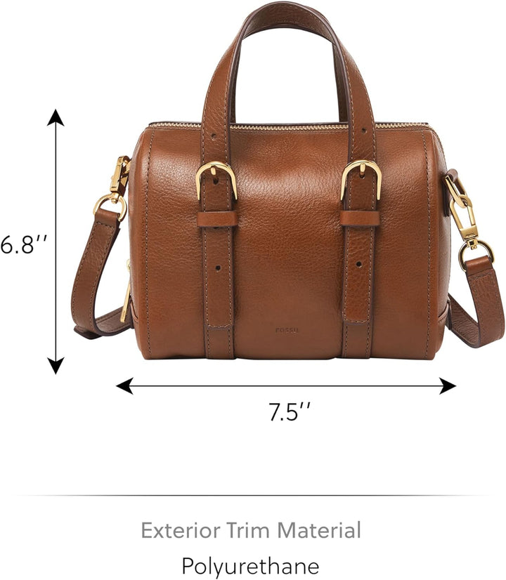 Fossil Damen Carlie Satchel, 19 L x 12.1 W x 17.1 cm H Brown, Brown