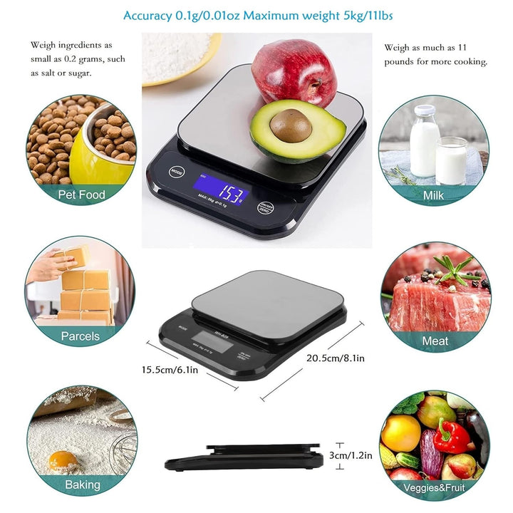 Rhorawill Kaffeewaage, Digitale Küchenwaage USB Aufladen, 5kg/0.1g Hochpräzise Digital Kaffee Skala