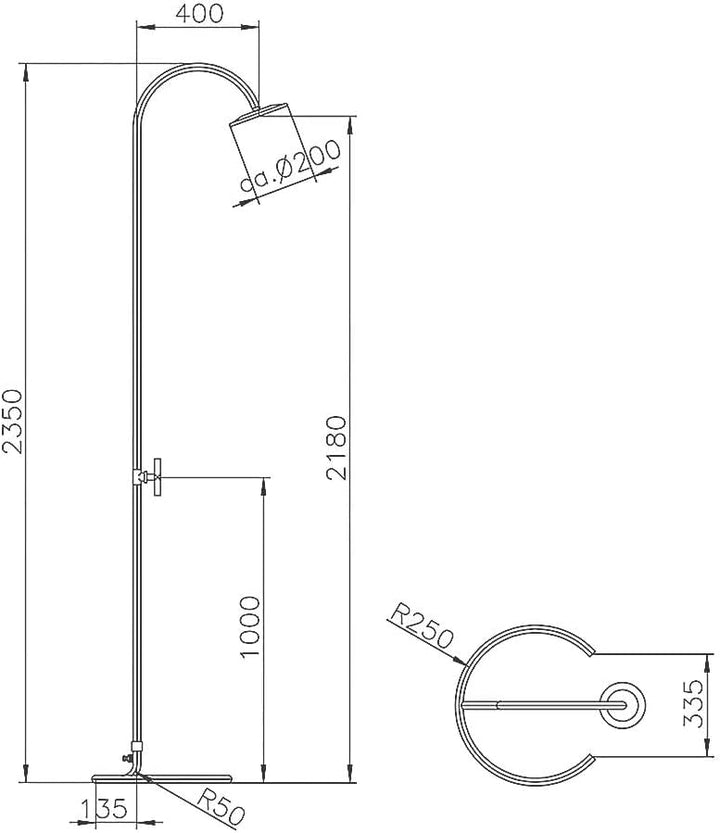 POOL Total IDEAL Dusche Marlin Edelstahl poliert | Kaltwasser-Gartendusche mit Regenduschkopf