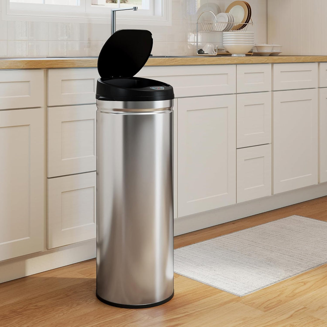 HOMCOM Mülleimer mit Sensor 50L Edelstahl Automatischer Leiser Mülleimer mit Soft-Close-Deckel, Bewe