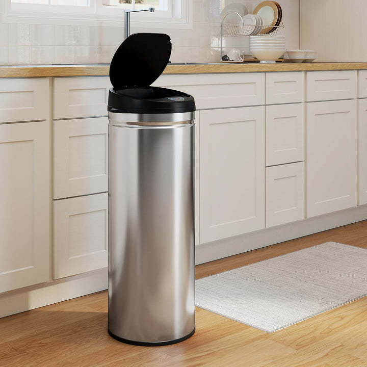 HOMCOM Mülleimer mit Sensor 50L Edelstahl Automatischer Leiser Mülleimer mit Soft-Close-Deckel, Bewe