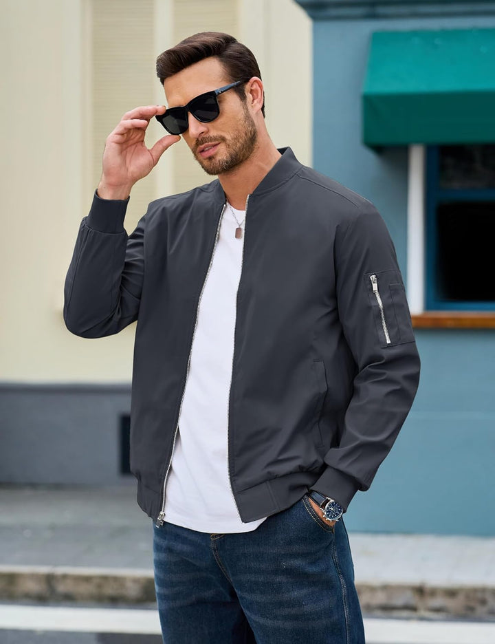 MAGCOMSEN Blouson Herren Jacke Leichte Bomberjacke Winddichte Übergangsjacke Freizeit Fliegerjacke m